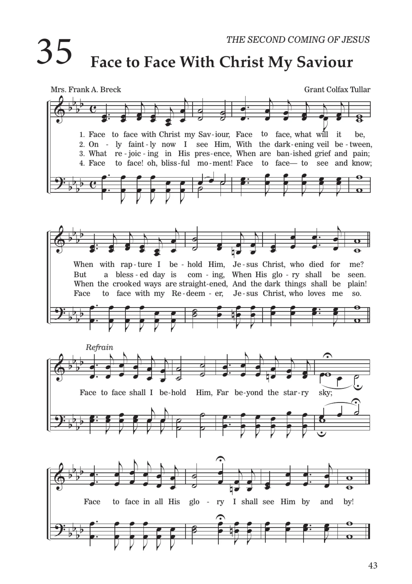 Sheet music for Face to Face With Christ My Saviour, page 43